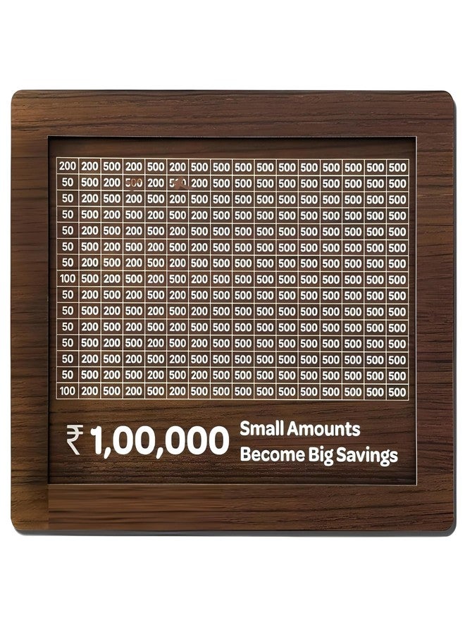 KhammaGhani Wooden Piggy Bank for,Coin Box with Carved Design, Savings Box, Mini Bank, Donation Box, Smart Money Box, Wooden Coin Box, Money Saver, Piggy Bank with Numbers (1) for Kids & Adults - Image 1